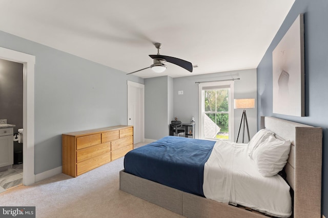 36976 Walnut Park Ln, Purcellville, VA 20132 - bedroom featuring light carpet, baseboards, and ceiling fan
