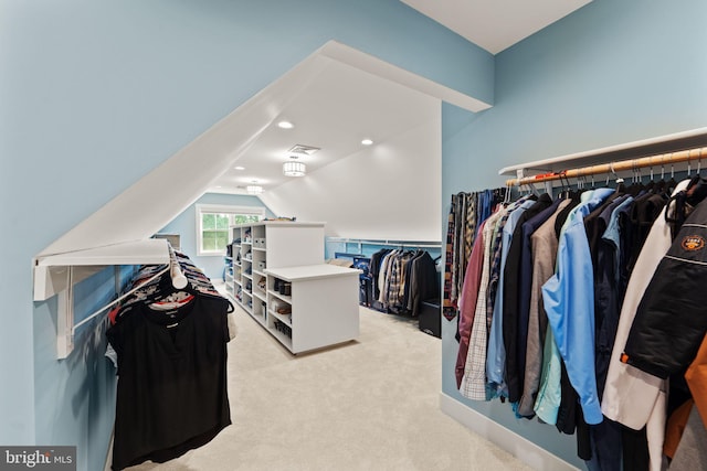 36976 Walnut Park Ln, Purcellville, VA 20132 - walk in closet featuring light carpet and lofted ceiling