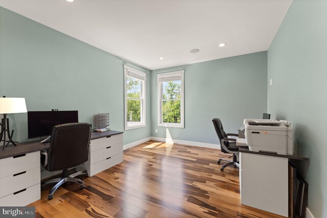36976 Walnut Park Ln, Purcellville, VA 20132 - office area with wood finished floors, baseboards, and recessed lighting
