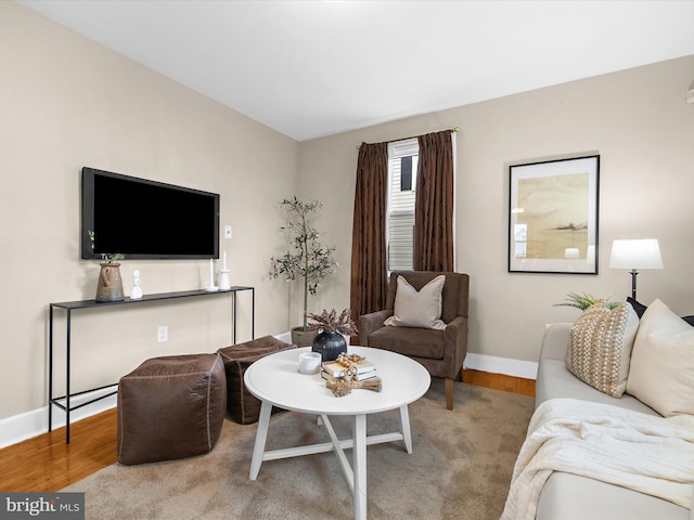 living room featuring baseboards and wood finished floors