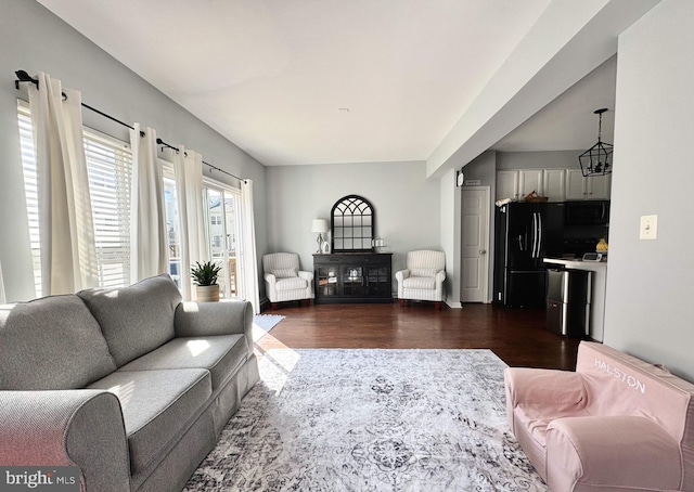 living area with dark wood-style floors