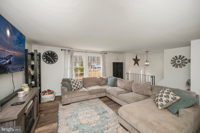 living area featuring dark wood finished floors