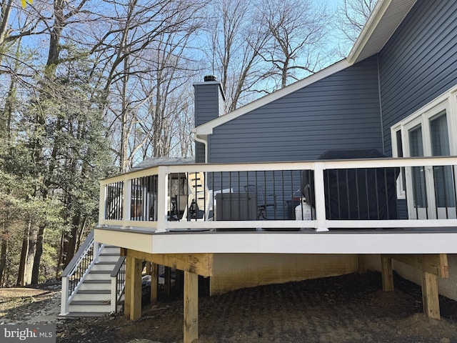 deck featuring stairway