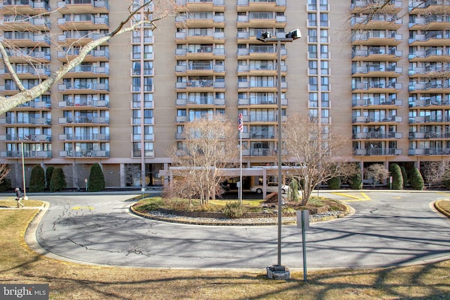 view of property with curved driveway