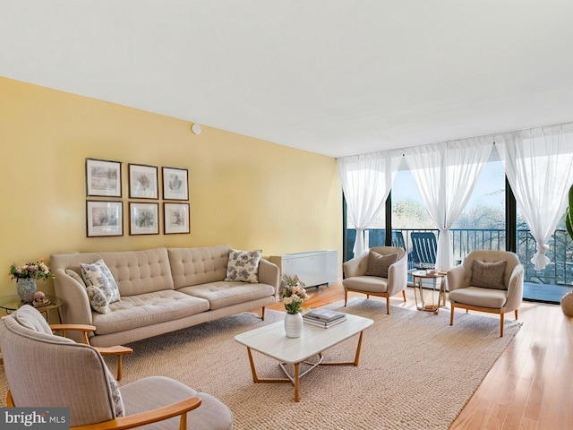 living room with light wood-style floors