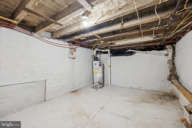 unfinished below grade area with water heater