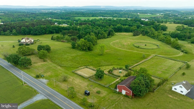 aerial view featuring a rural view