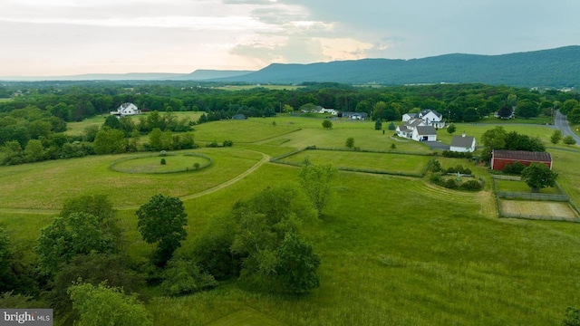 aerial view with a mountain view