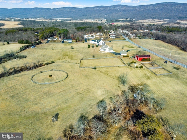 aerial view with a rural view and a mountain view