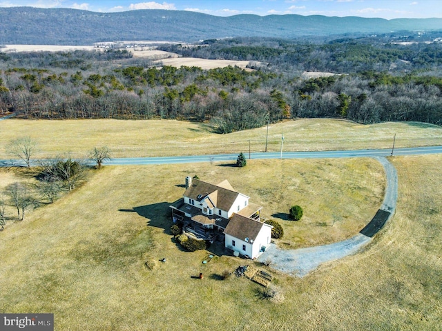 drone / aerial view with a rural view and a mountain view