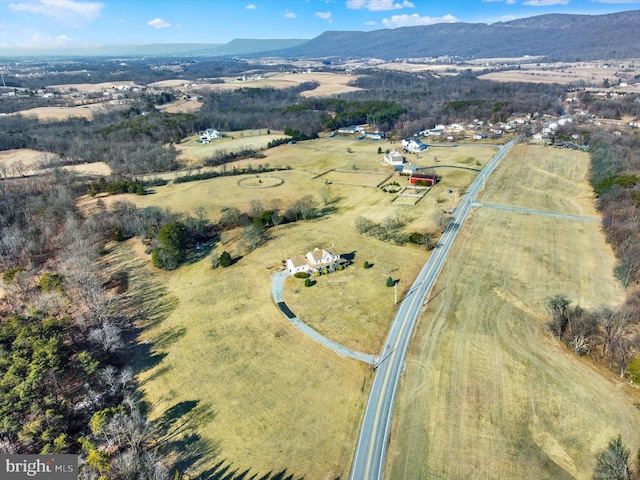 birds eye view of property with a mountain view