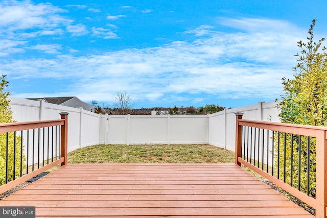 deck featuring a fenced backyard