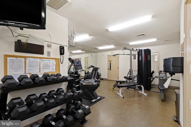 exercise room with visible vents