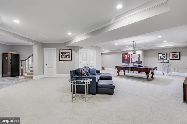 22577 Creighton Farms Dr, Leesburg, VA 20175 - rec room with baseboards, recessed lighting, and light carpet