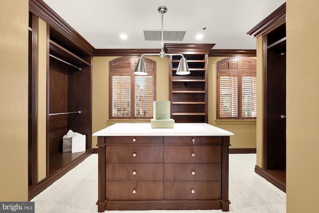 spacious closet featuring visible vents