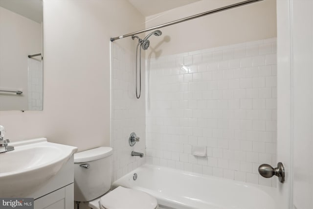 full bath with bathing tub / shower combination, vanity, and toilet