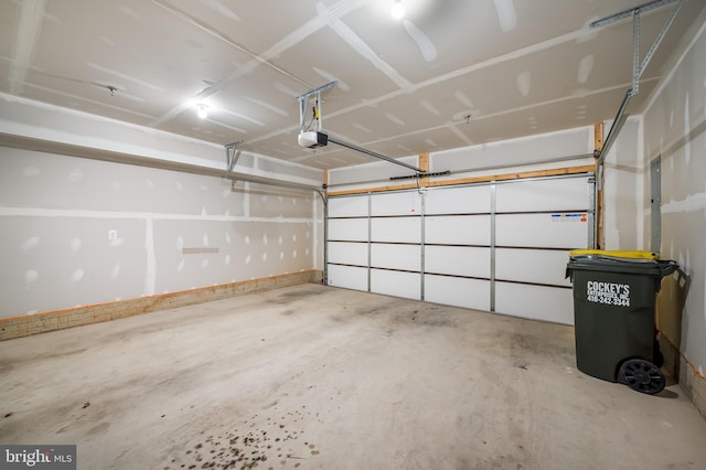 garage with a garage door opener