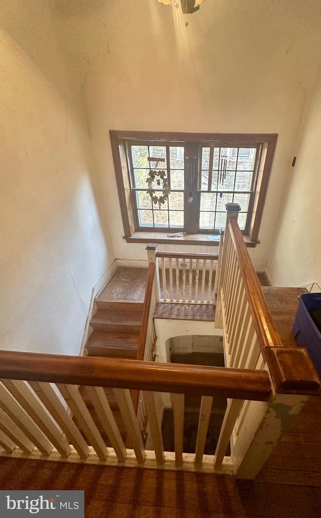 stairs with a towering ceiling and a wealth of natural light