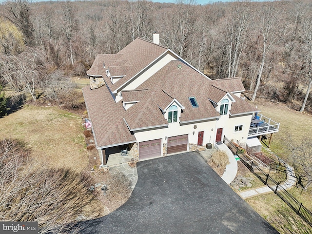 aerial view with a forest view