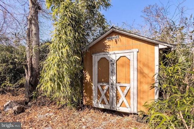 view of shed