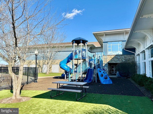 communal playground with fence