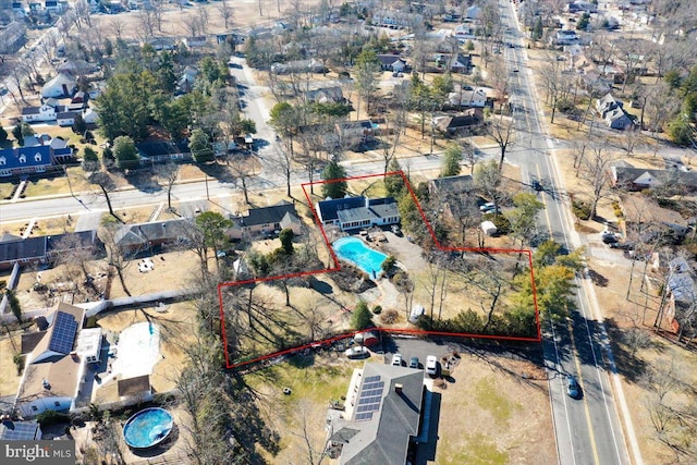 aerial view featuring a residential view