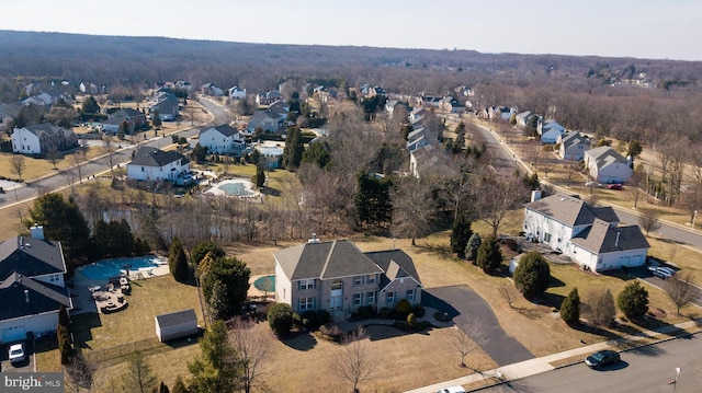 bird's eye view with a residential view