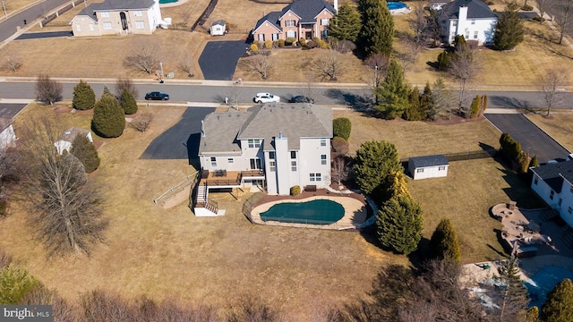 aerial view with a residential view