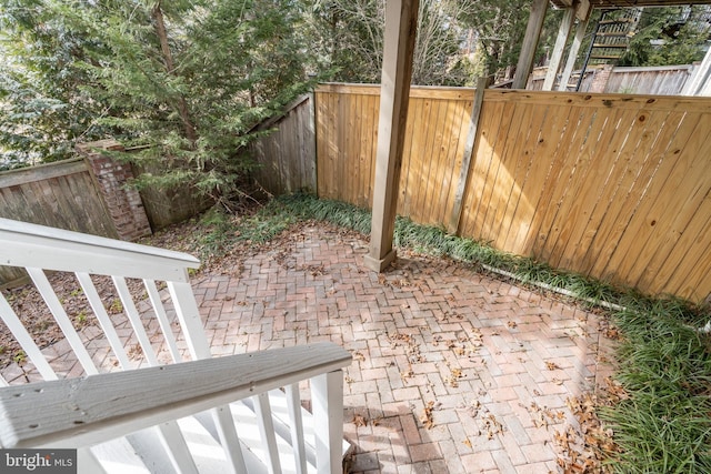 view of patio / terrace featuring a fenced backyard