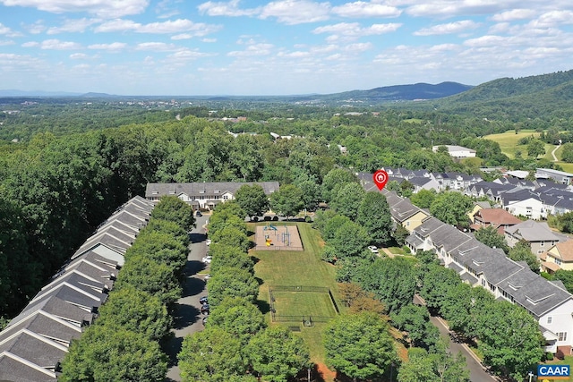 bird's eye view with a residential view and a mountain view