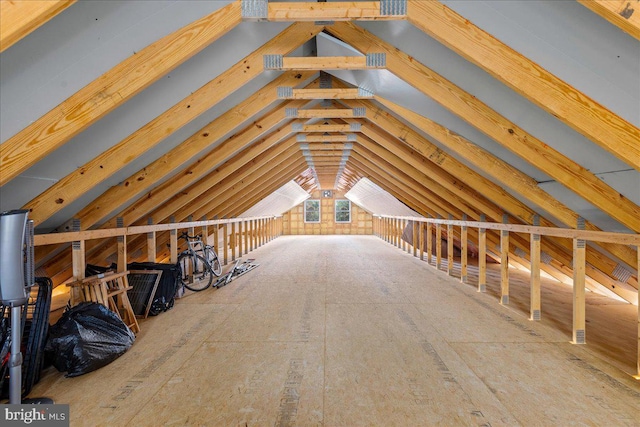 view of unfinished attic