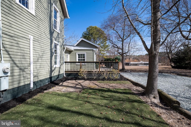 view of yard with a deck