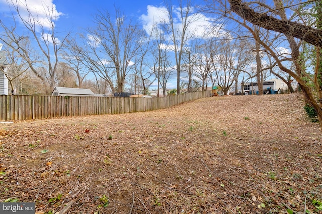 view of yard with a fenced backyard