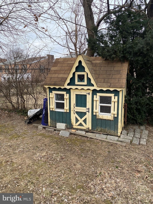 view of shed