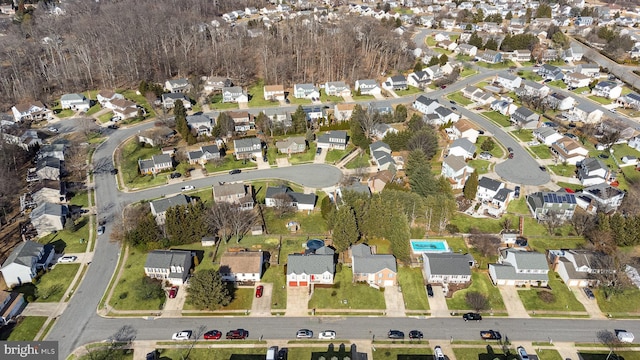 bird's eye view with a residential view