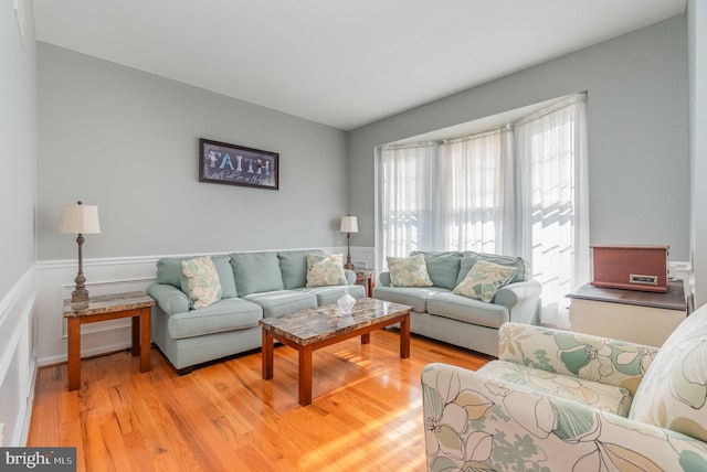 living area featuring light wood-type flooring