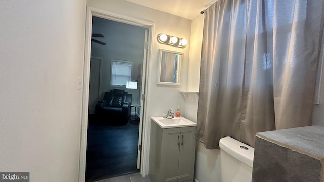 bathroom with toilet and vanity