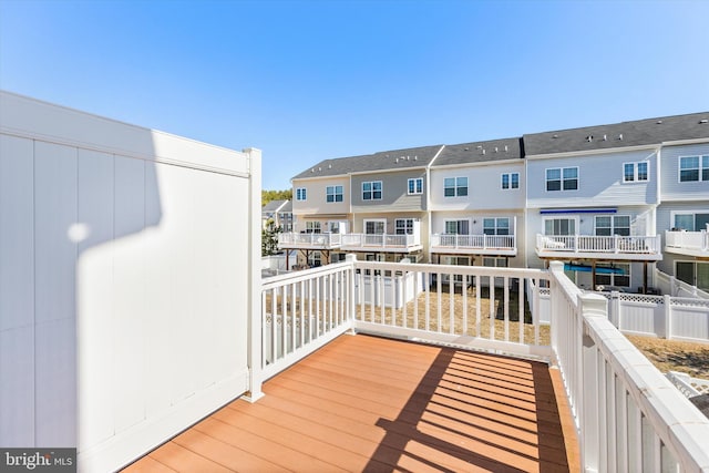 deck with a residential view