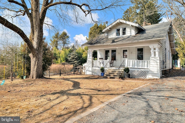 bungalow featuring a porch