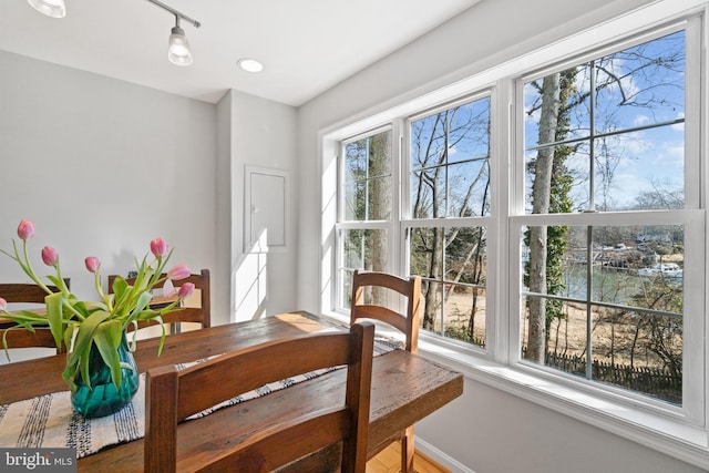 dining area featuring baseboards