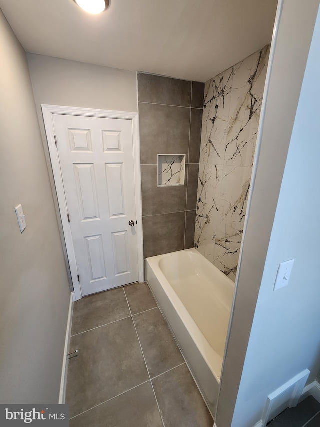 full bathroom with bathtub / shower combination and tile patterned floors