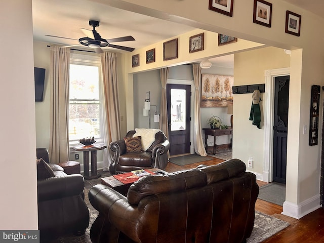 374 Finley Rd, Raphine, VA 24472 - living area featuring baseboards, a ceiling fan, and wood finished floors