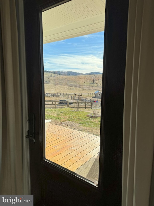 374 Finley Rd, Raphine, VA 24472 - doorway featuring a rural view and a mountain view