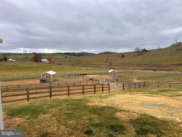 374 Finley Rd, Raphine, VA 24472 - view of yard featuring a shed, an outdoor structure, fence, and a rural view