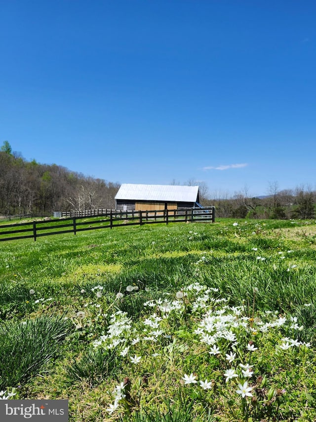 374 Finley Rd, Raphine, VA 24472 - view of yard featuring fence, an outbuilding, and a rural view