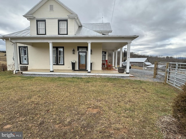 374 Finley Rd, Raphine, VA 24472 - rear view of house with fence, a porch, and a yard