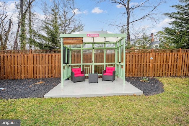 view of outbuilding featuring a fenced backyard