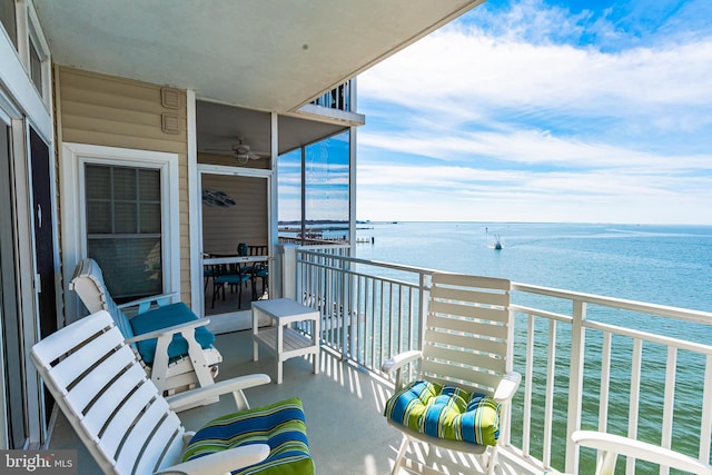 balcony with a water view