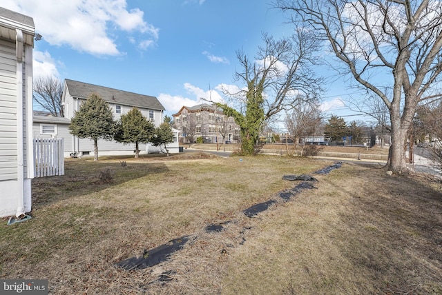 view of yard with fence