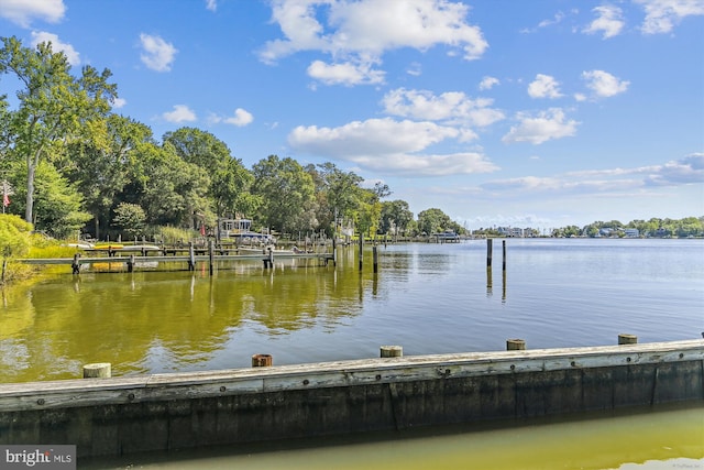 view of dock featuring a water view